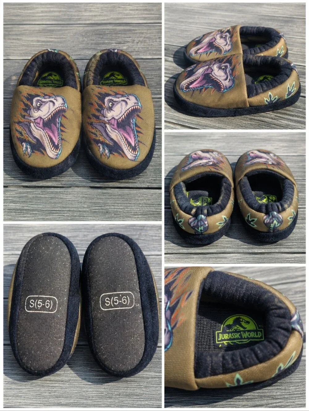 Jurassic World T-Rex Toddler Slippers Size 5/6 Dinosaur‎